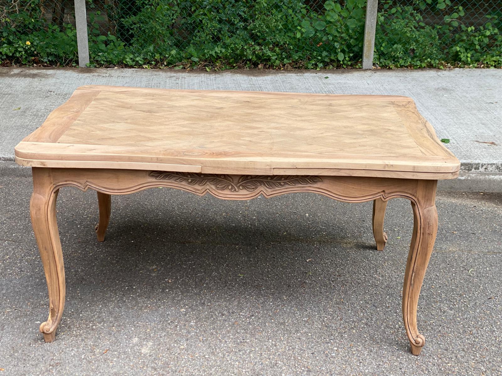 Renovated Louis XV extendable dining table walnut 265cm