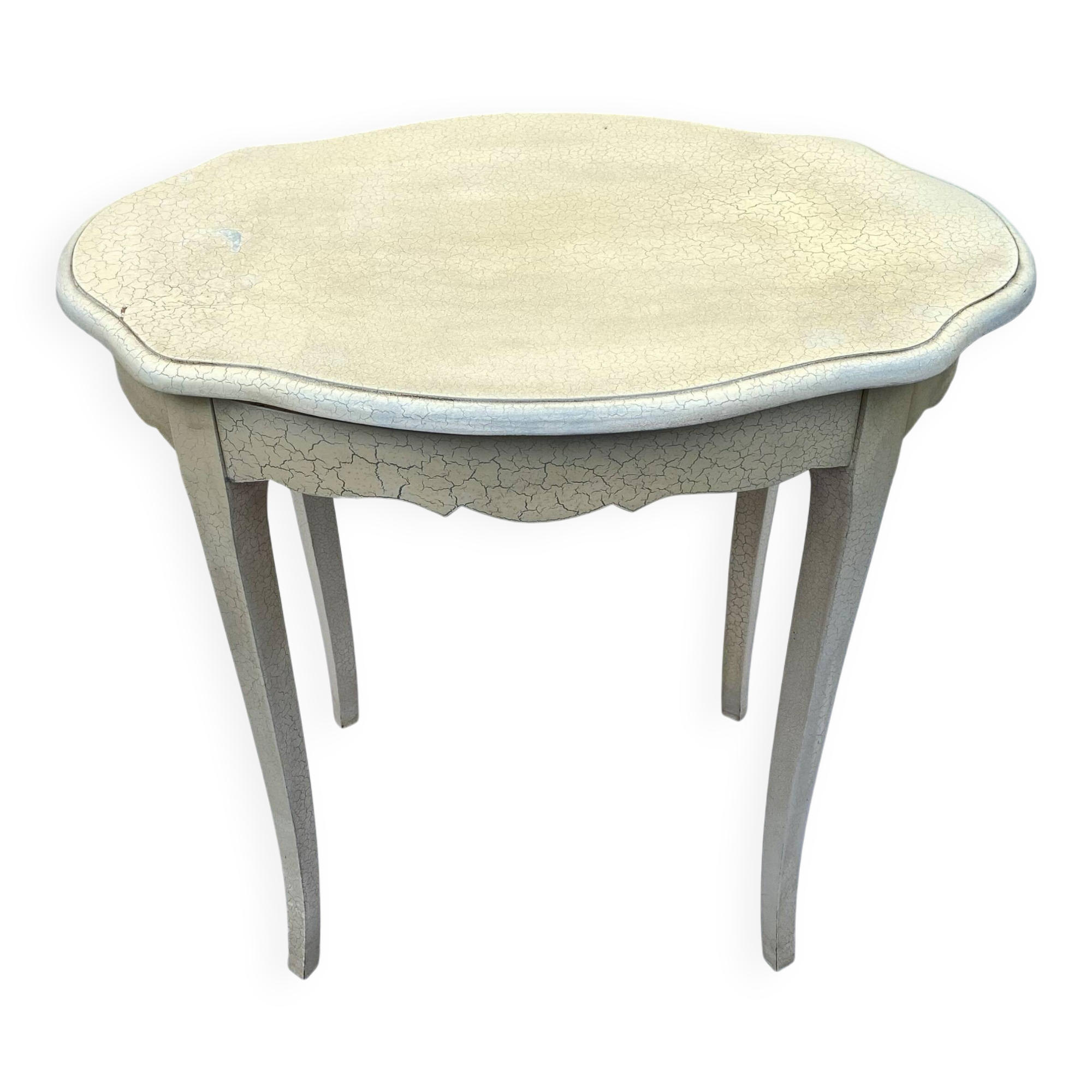 Eggshell-coloured drawer with a cracked effect side table.