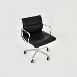 Black leather Soft Pad Chair by Charles & Ray Eames for ICF, 1970S