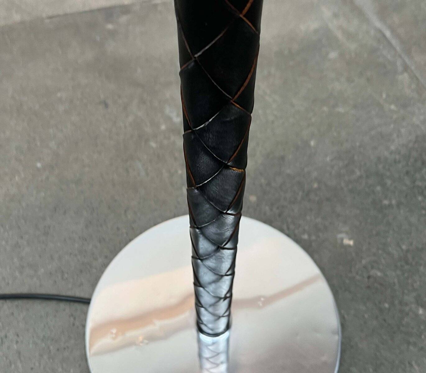 Leather floor lamp Model Flet modern Danish mid-century by Jo Hammerborg for Fog & Mørup, 1960s