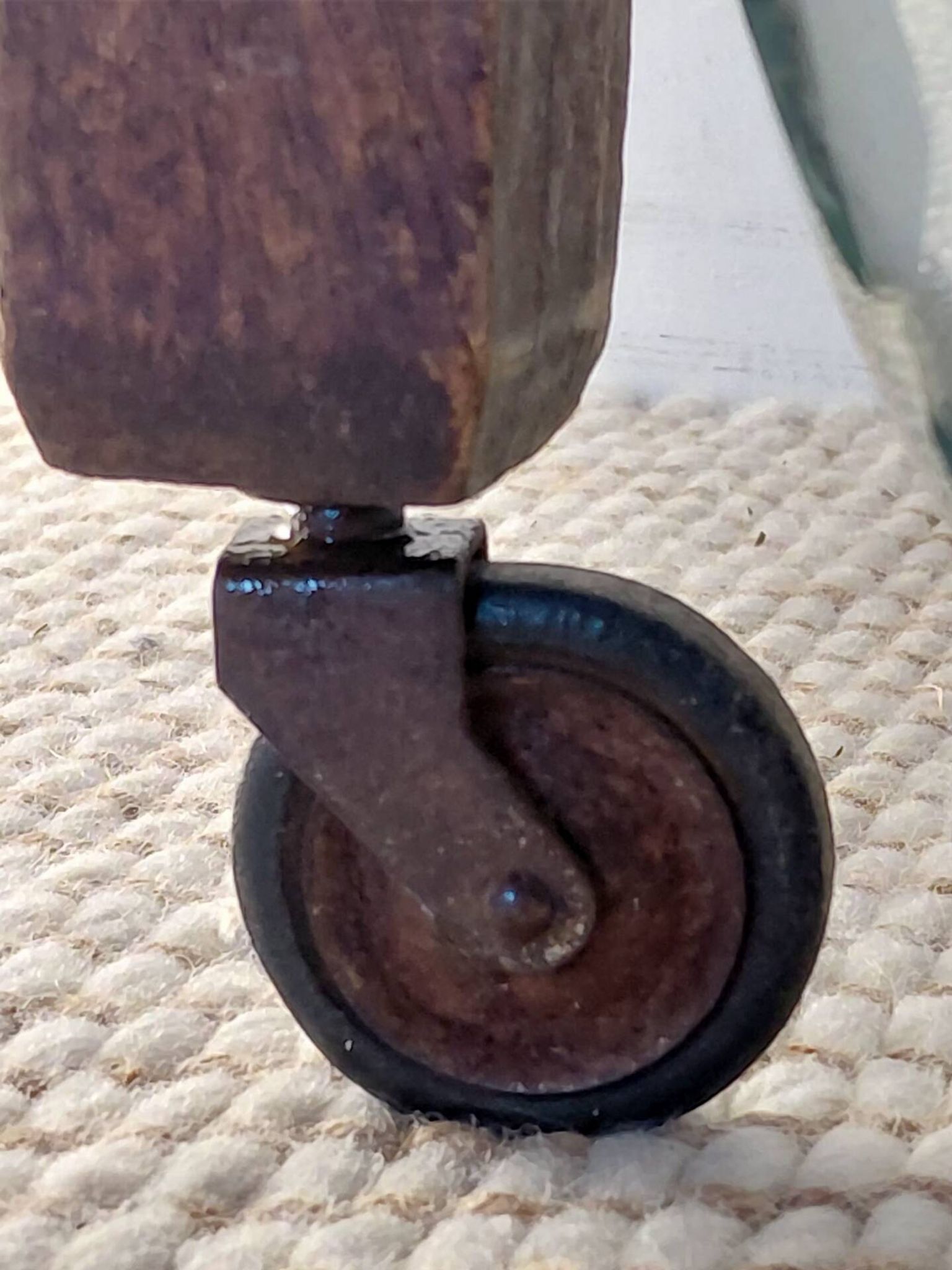 Vintage wooden wheeled side table/console
