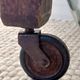 Vintage wooden wheeled side table/console.