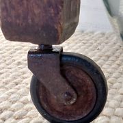 Vintage wooden wheeled side table/console