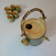 bamboo teapot service and folk art cups