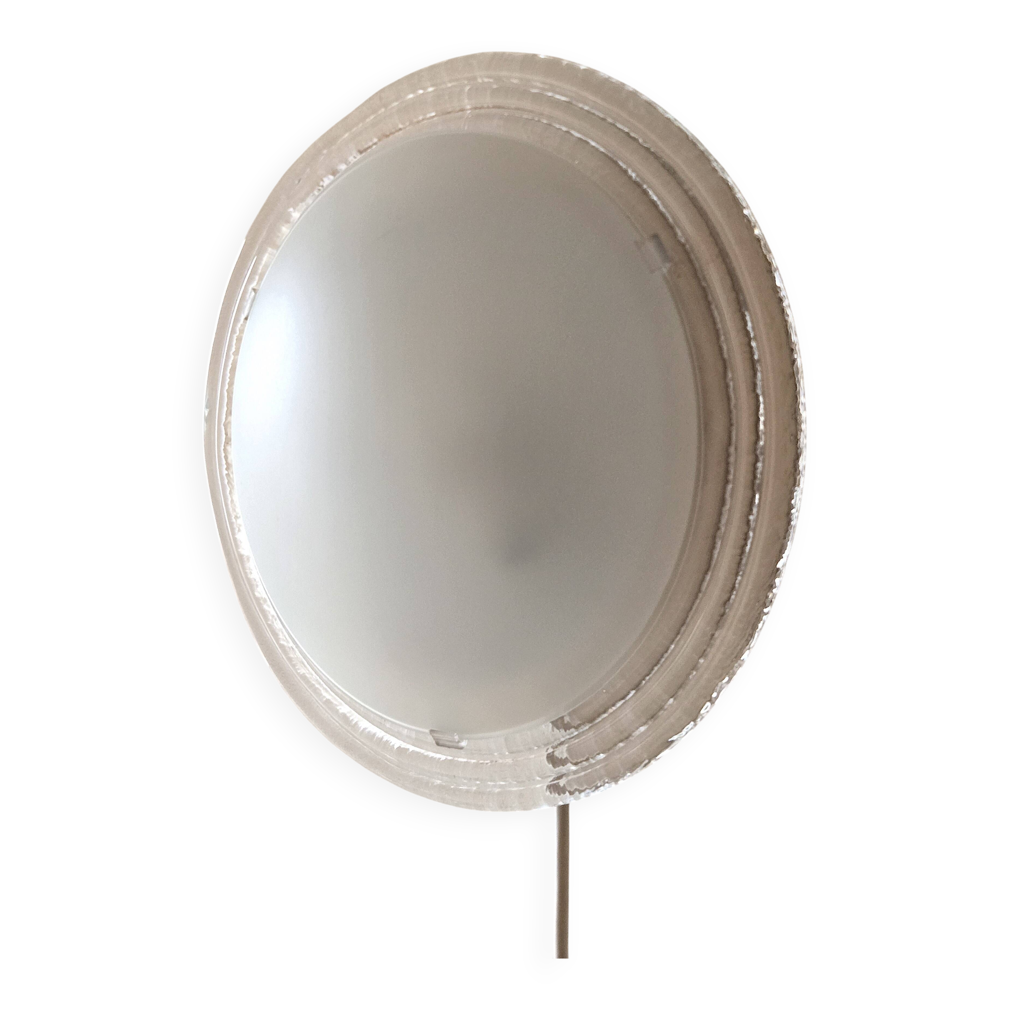 Pair of wall lights or ceiling lights in pressed glass and opaline - vintage design 80