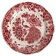 Regina Gouda Delft Hand-Painted Plate Red Peacock & Floral Motif Holland, 1950s