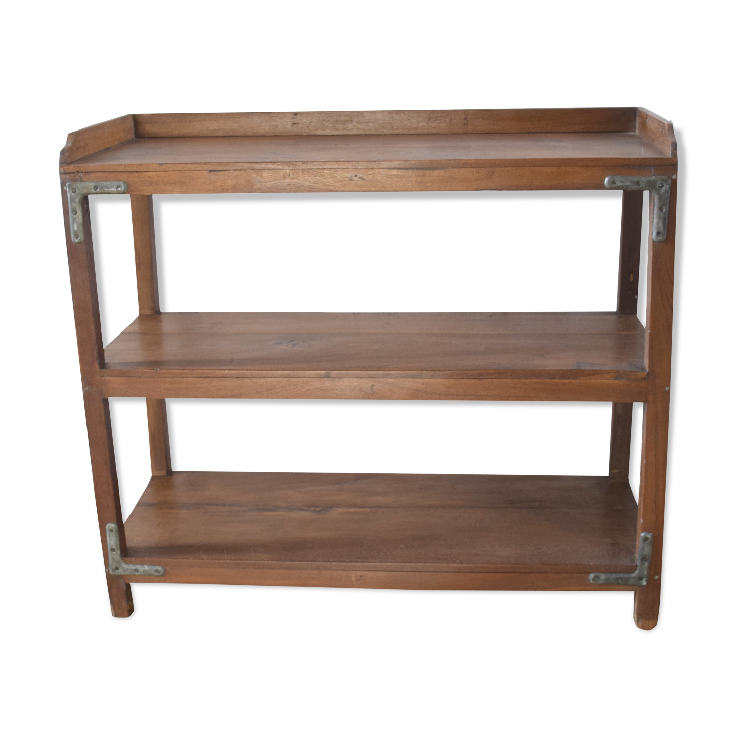 Three-level teak shelf