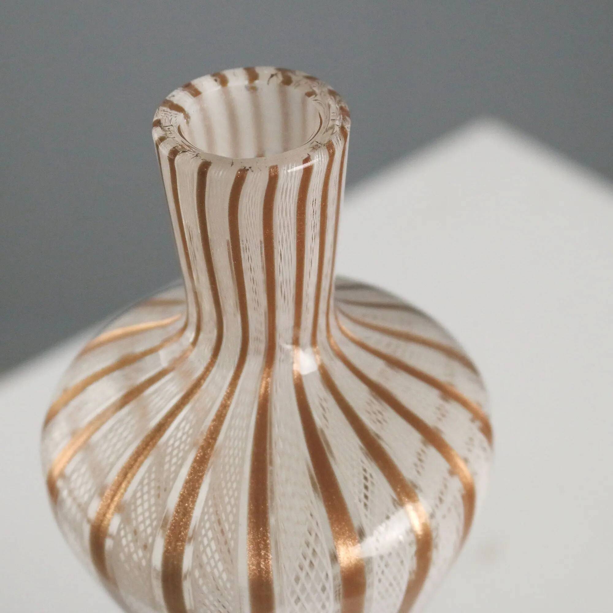 Vintage hourglass-shaped glass vase, designer, Italy, 1950s-1960s.