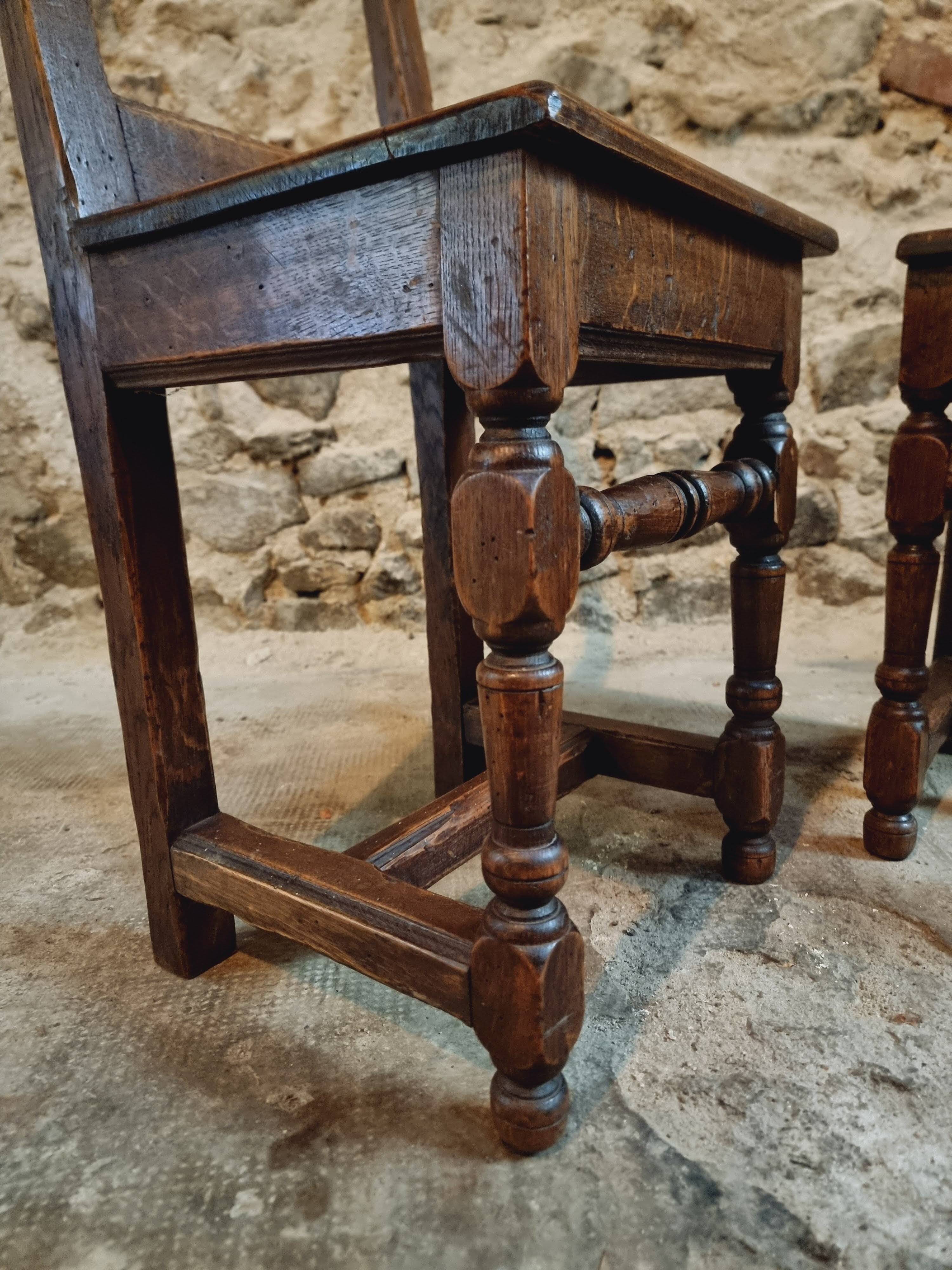 Set of 2 Antique Oak Chairs – 19th Century, Auvergne