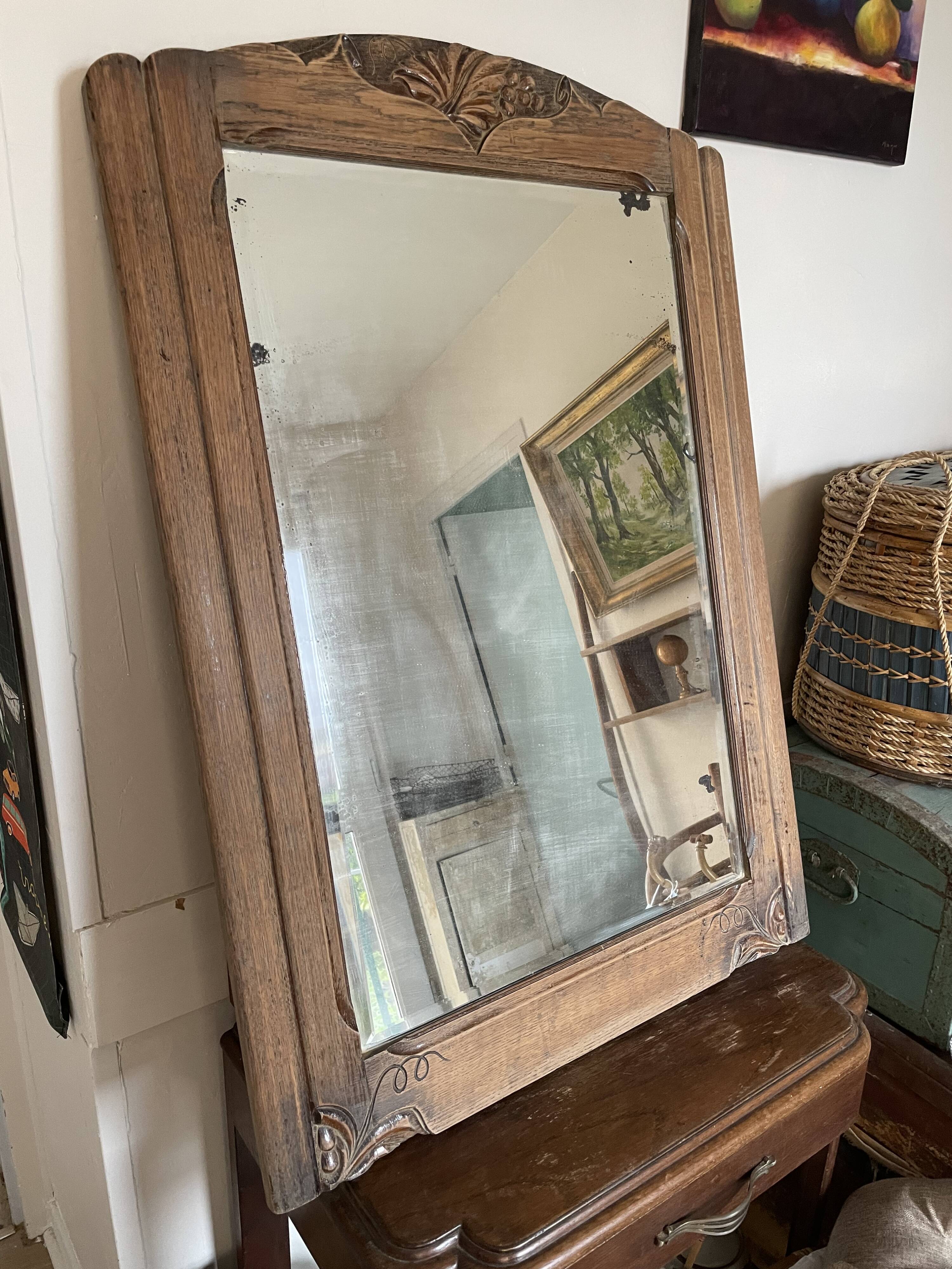 Miroir bois biseau