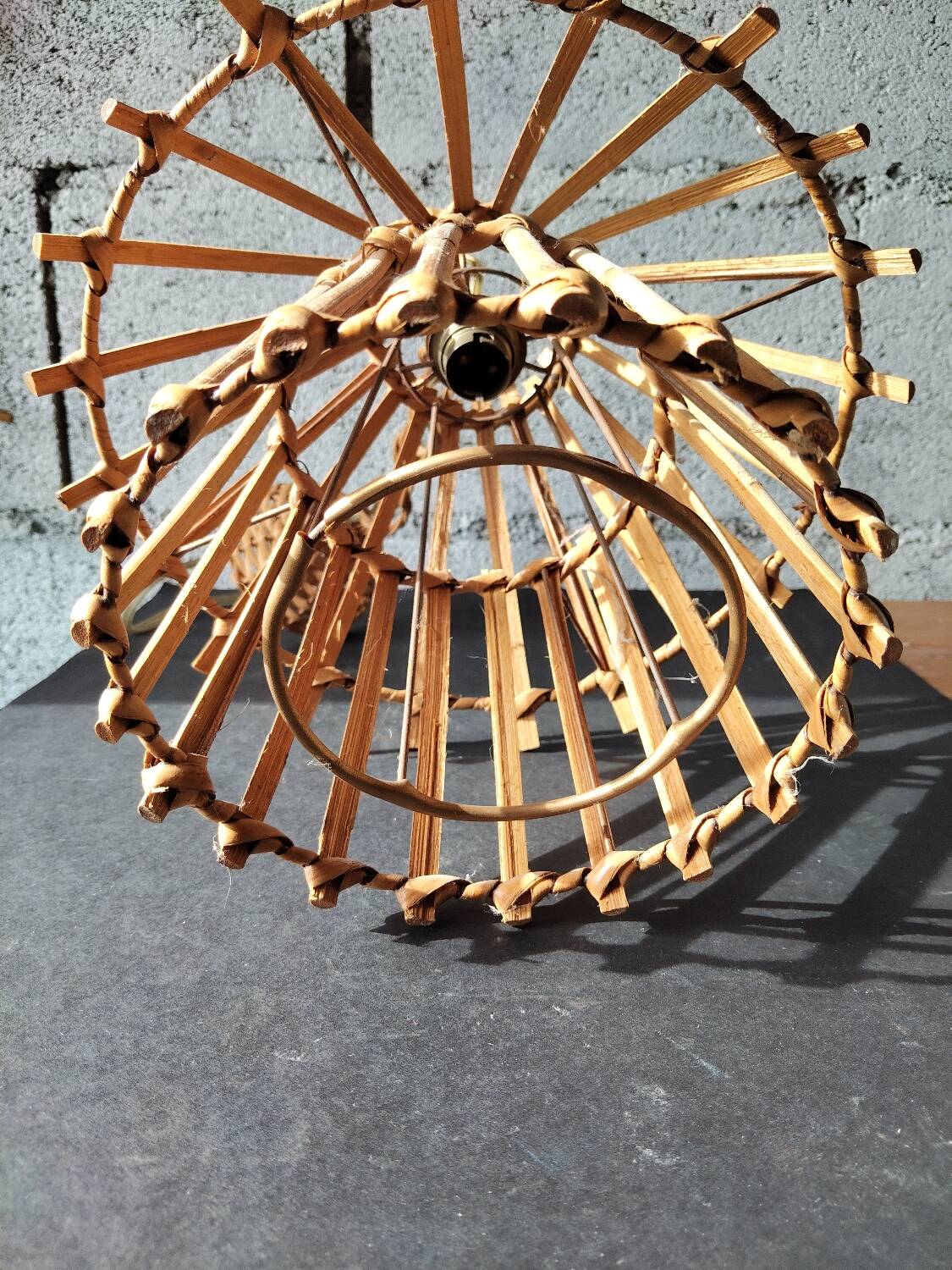 Vintage rattan pendant – France, 1970s – in the style of Louis