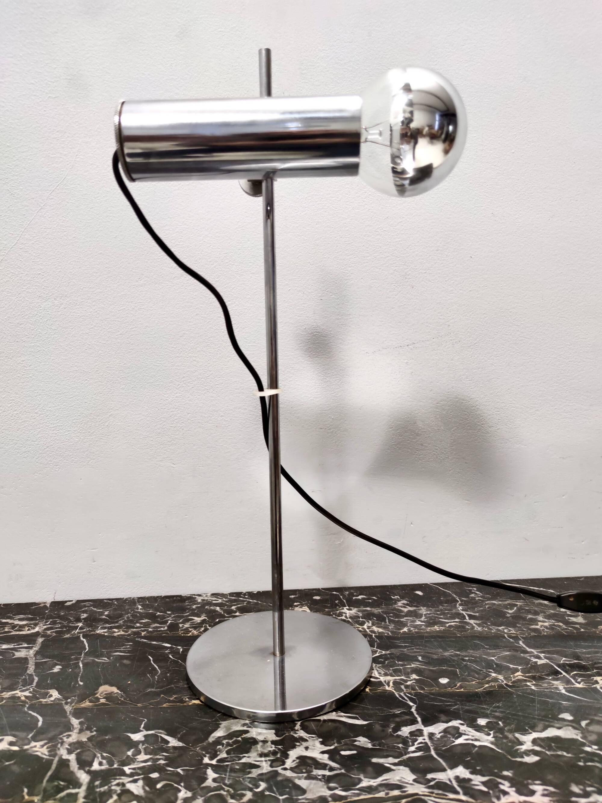 Chrome-Plated Brass Desk Lamp attr. to Giuseppe Ostuni for O-Luce, Italy