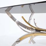 Maria Pergay steel and brass dining table Gerbe 1970