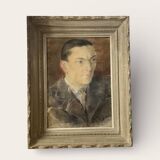 Portrait of a man in pastel under glass, signed, early 20th century.