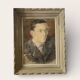 Portrait of a man in pastel under glass, signed, early 20th century.