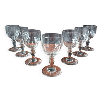 7 small transparent aperitif glasses vintage France