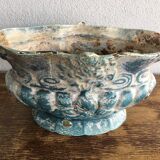 Planter blue enamelled cast late XIX early XX