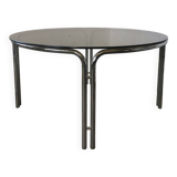 Round chrome and smoked glass coffee table