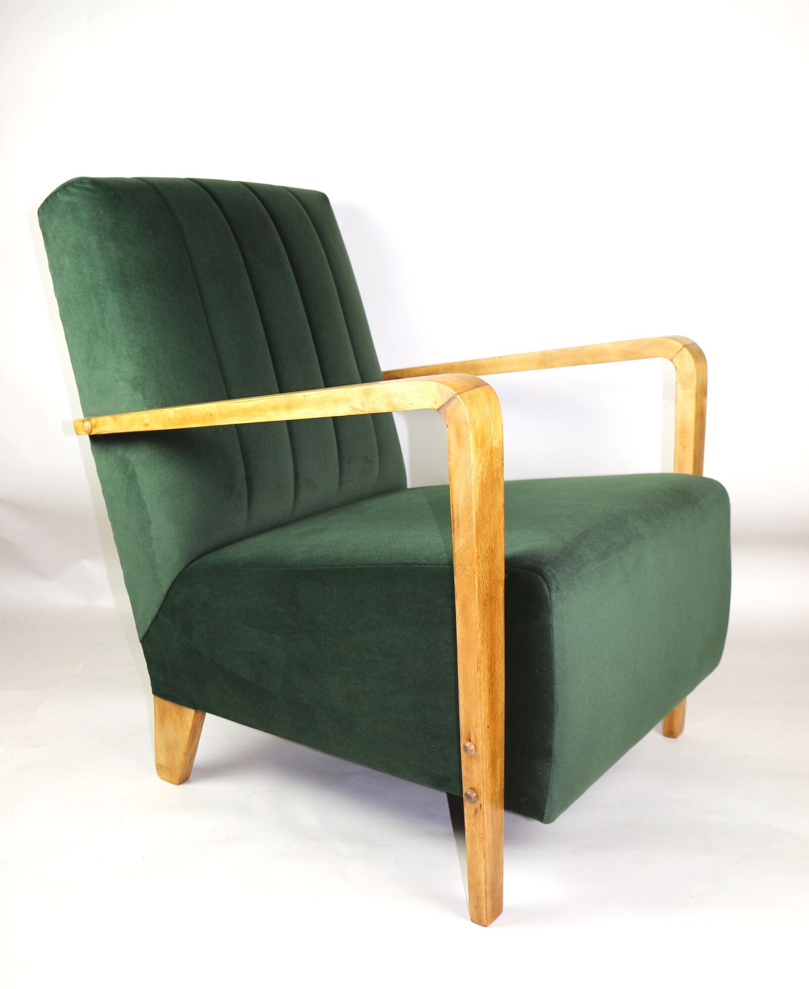 Fauteuil en velours olive, années 1970