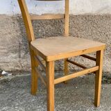 Set of 8 old light wood bistro chairs years 1957 stamps
