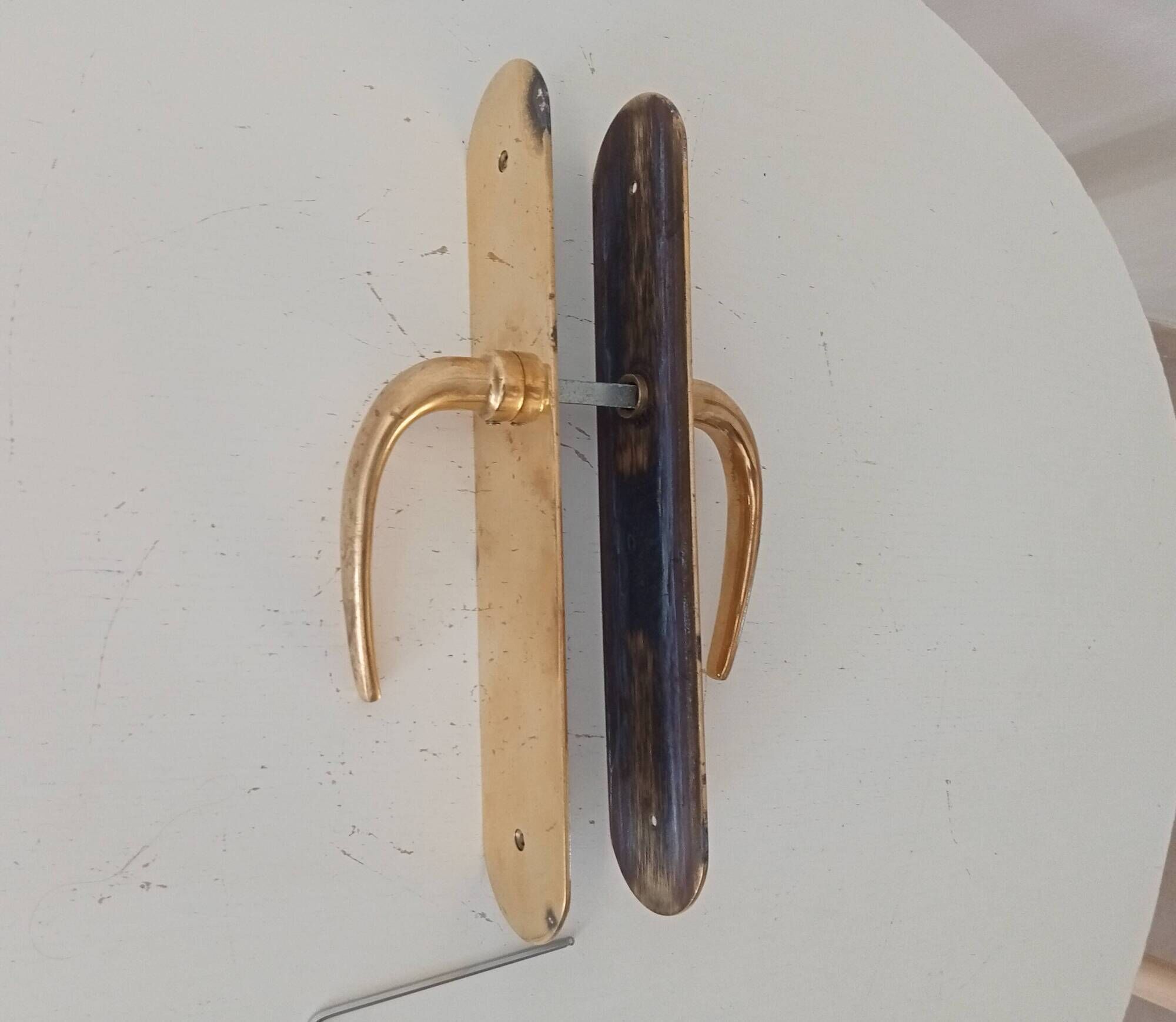 Pair of solid brass door handles