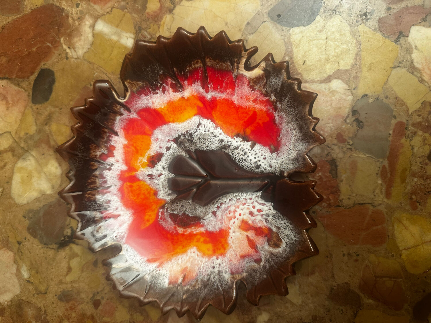 Leaf-shaped ceramic catchall from the 1960s.