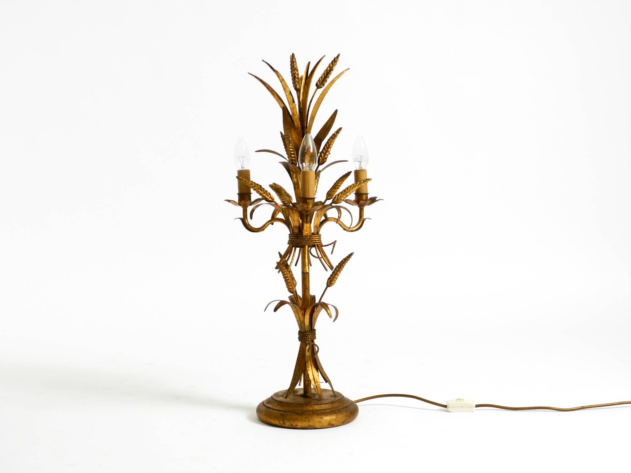 Original 1970s floral table lamp by Hans Kögl in the shape of a wheat sheaf