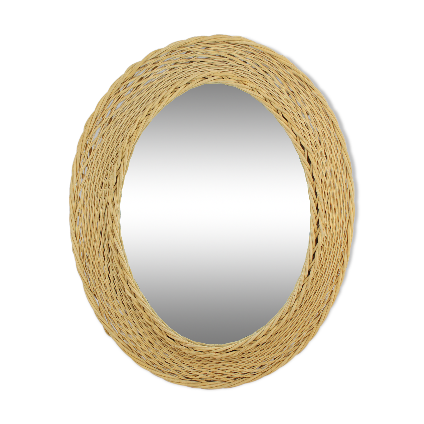 Mirror oval braided Wicker 46x37cm