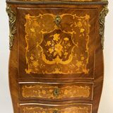 Curved secretary and inlaid with floral branches in Louis XV style