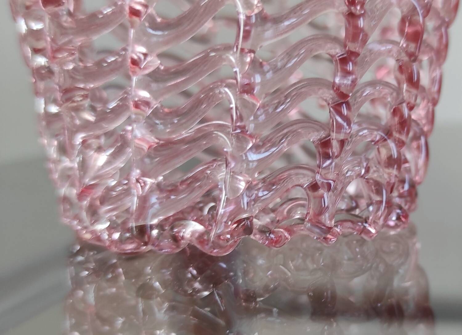 Vintage pink woven glass lantern – Murano style