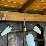 Brass/metal pendant light 3 arms 50s/60s