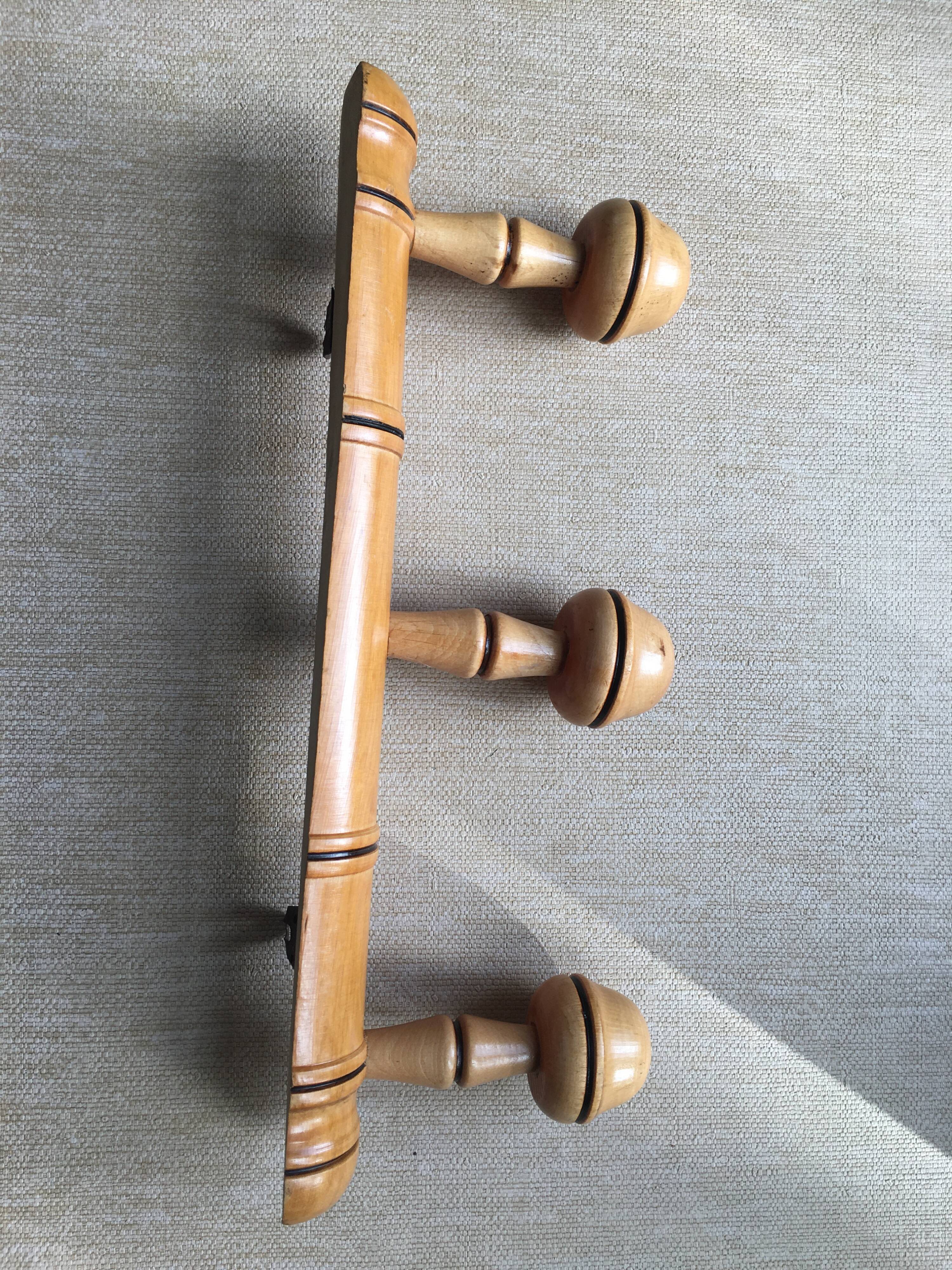 Porte-manteau 3 patères imitation bambou vintage