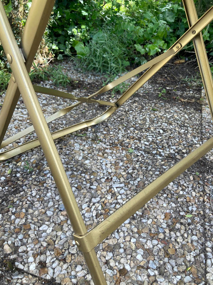 Set of 4 vintage folding armchairs in green velvet