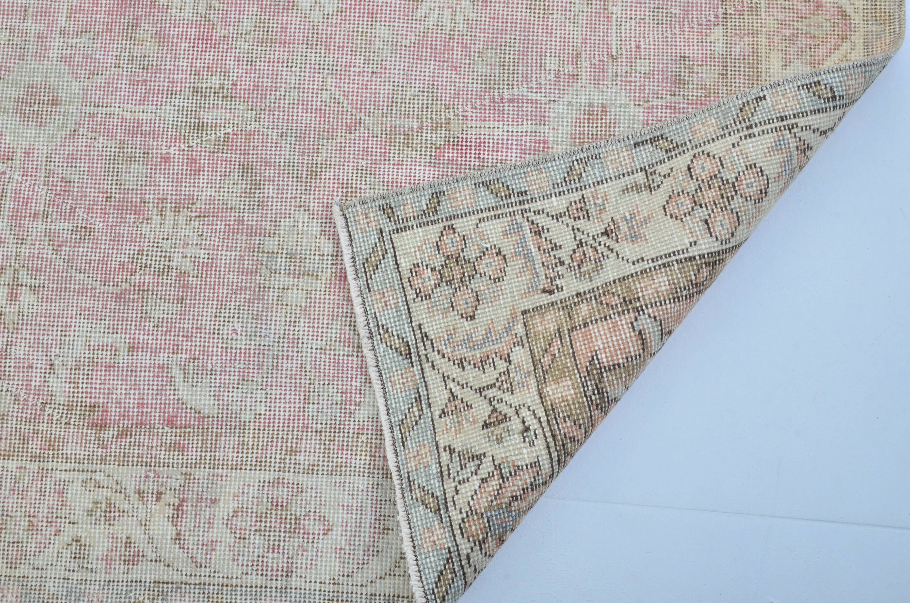 Tapis floral turc beige et rose sku 3221