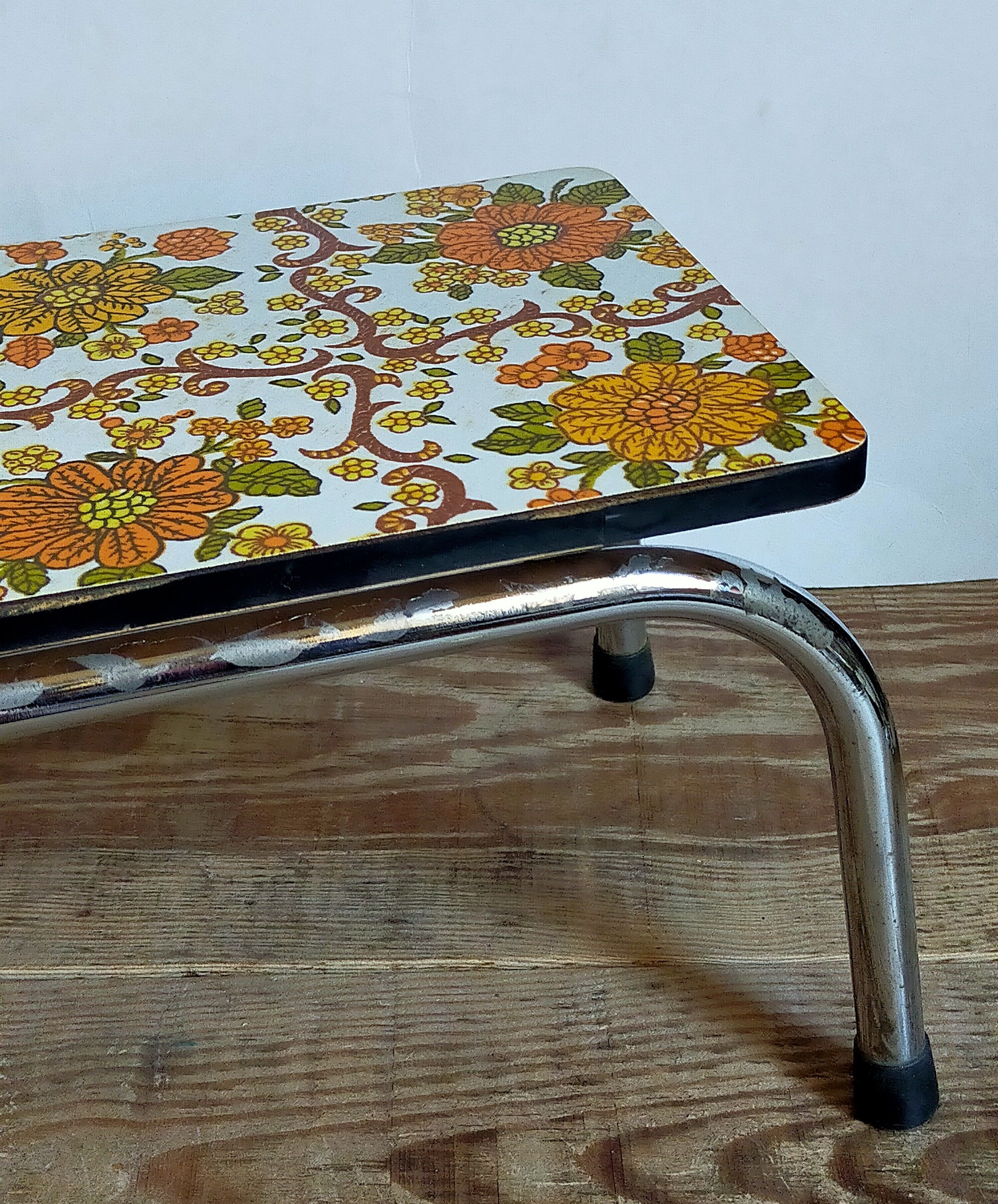 Vintage floral formica footrest stool