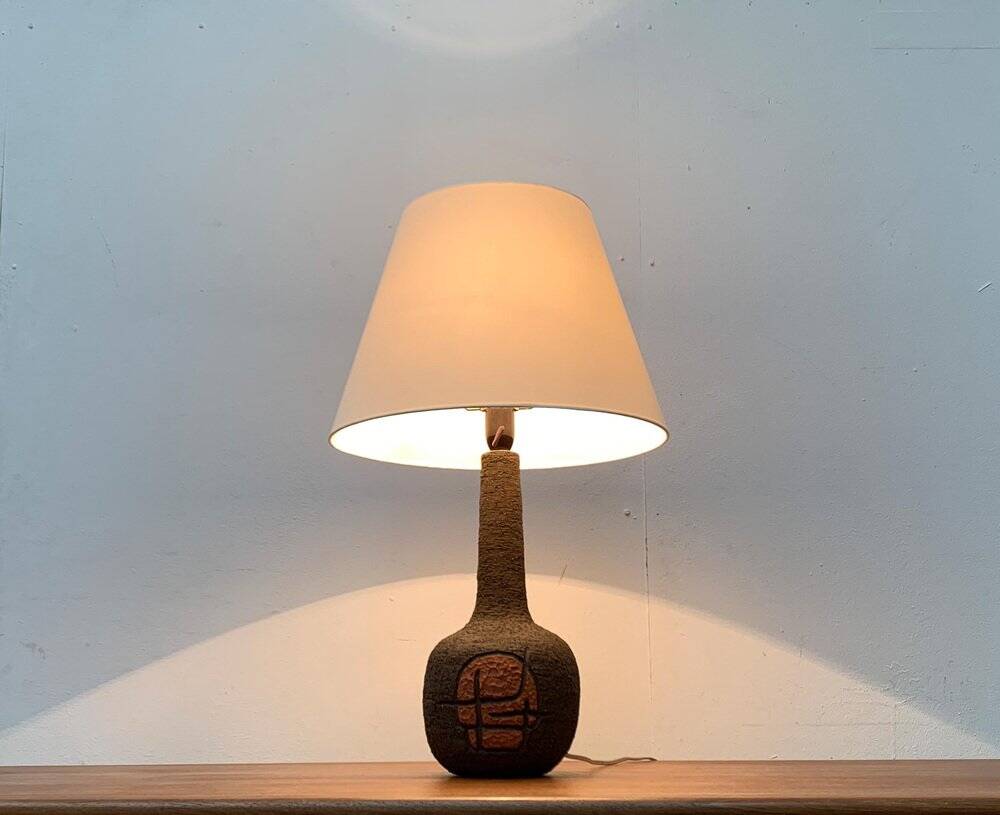 Brutalist Danish studio ceramic table lamp, 1979