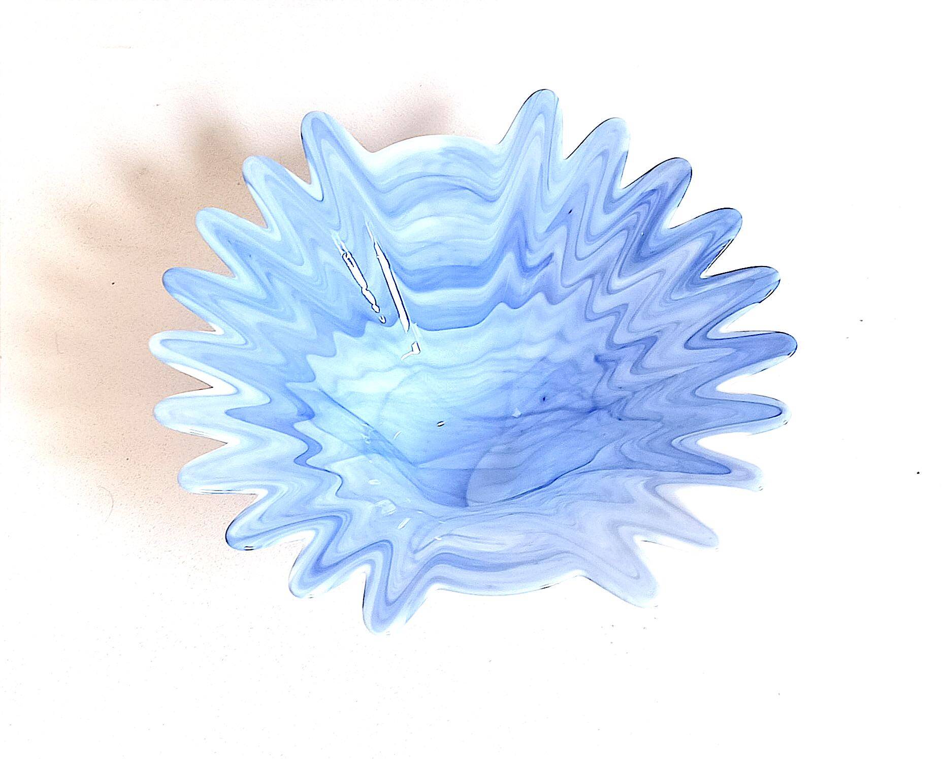 Murano glass cup opaline blue white width 26 cm 60s