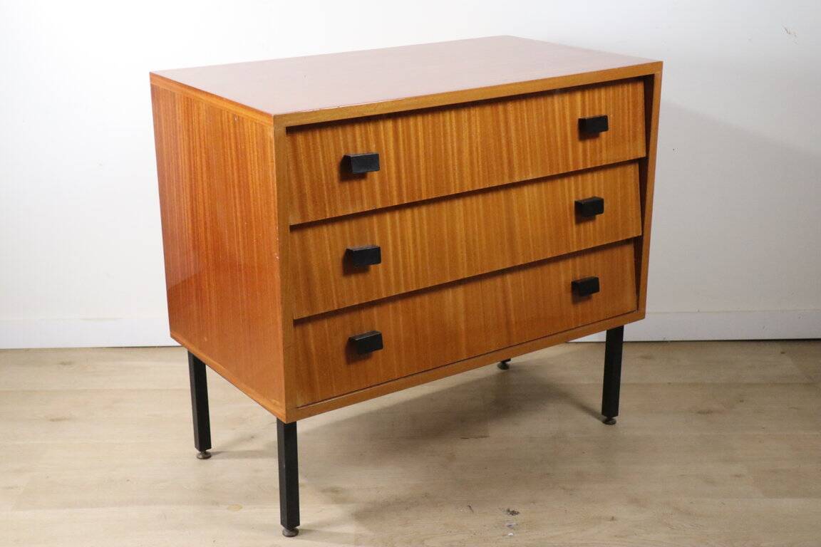 Vintage wood and metal chest of drawers, 1960
