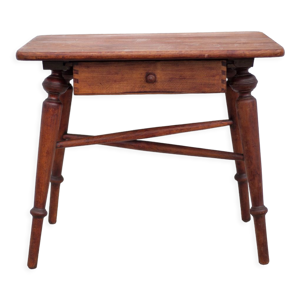 Table basse bois avec tiroir d'appoint chevet, bout canapé vintage