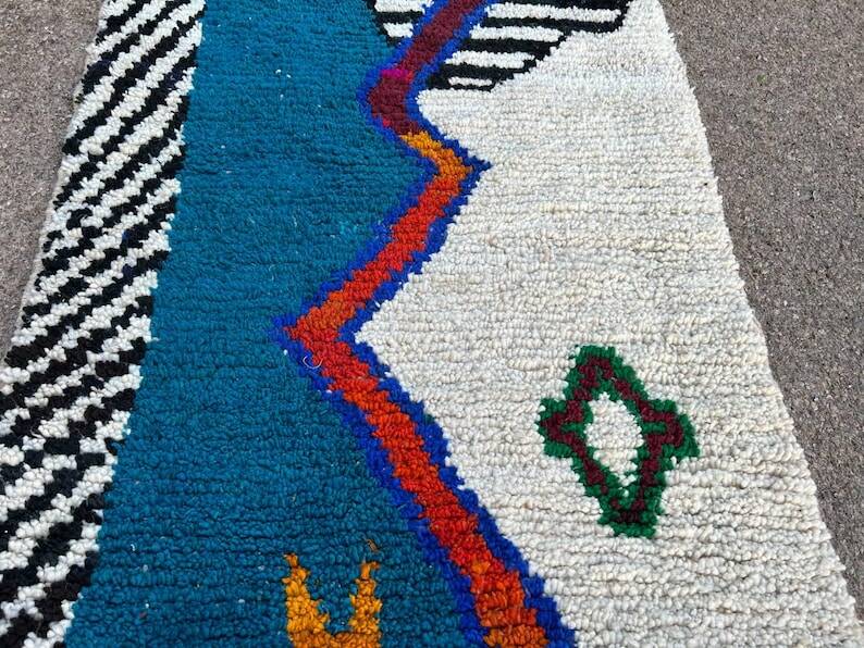 Moroccan blue rug personalized Beni Ourain colorful 250/150cm
