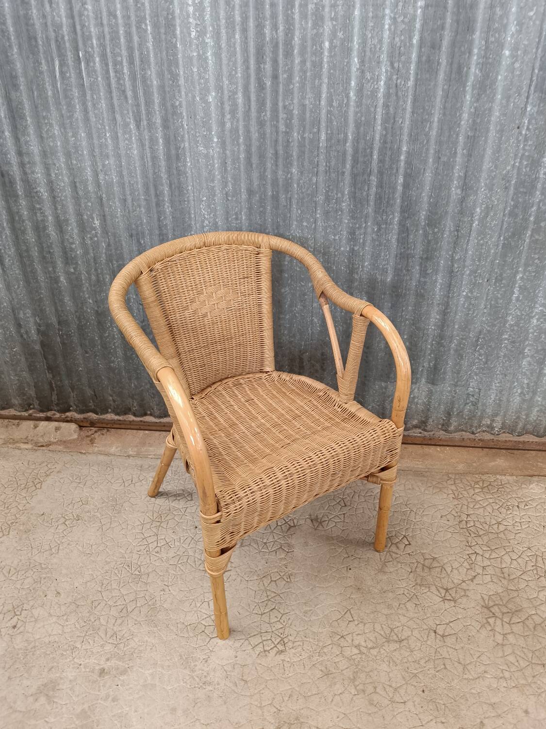 Vintage rattan wicker adult armchair
