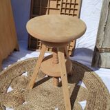 Vintage wooden stool with screws