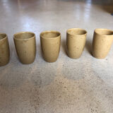 Set of Digoin stoneware glasses / tumblers / goblets