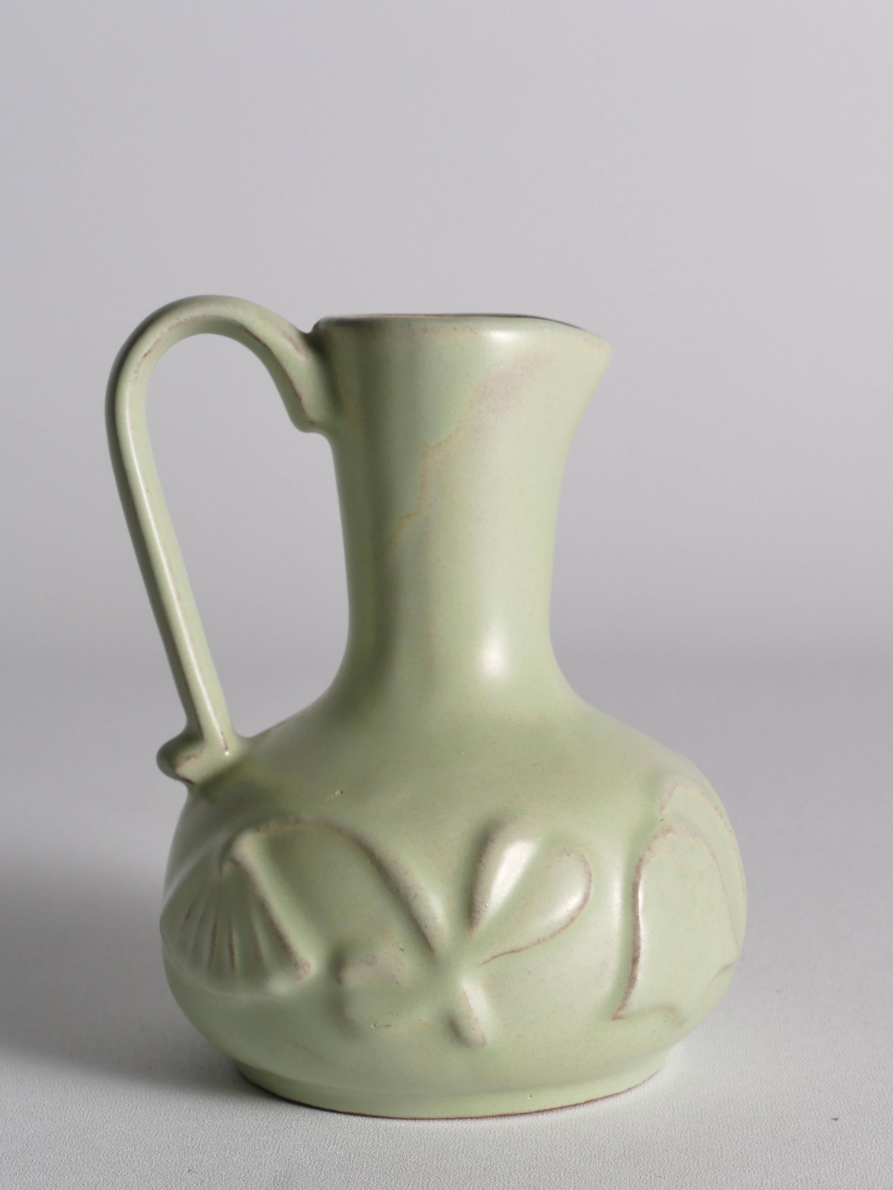 Celadon Green Relief Vase by Anna-Lisa Thomson, Upsala Ekeby, 1940s