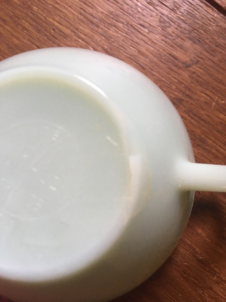 Serves six coffee cups opaline green water 60s.