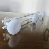 White lacquered metal wall coat rack with 3 hooks, 1980