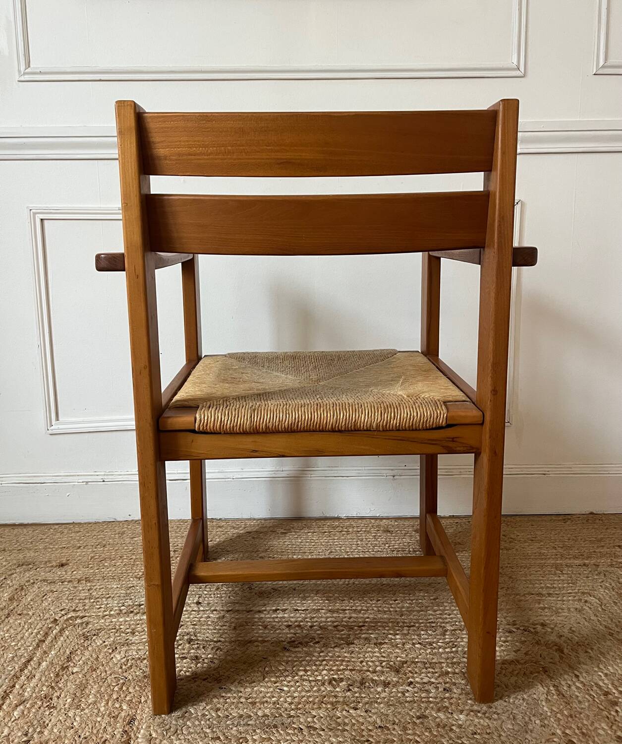 Armchair in elm and straw Maison Regain