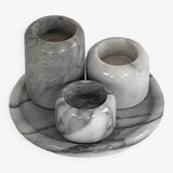 Set of marble candle holders with base