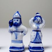 Gzhel porcelain travel chess set signed Yuri Garanin