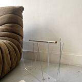 Porte revues en plexiglas et laiton - David Lange pour Roche Bobois, design 1970